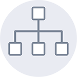 Icon showing graphic representing simple organizational chart